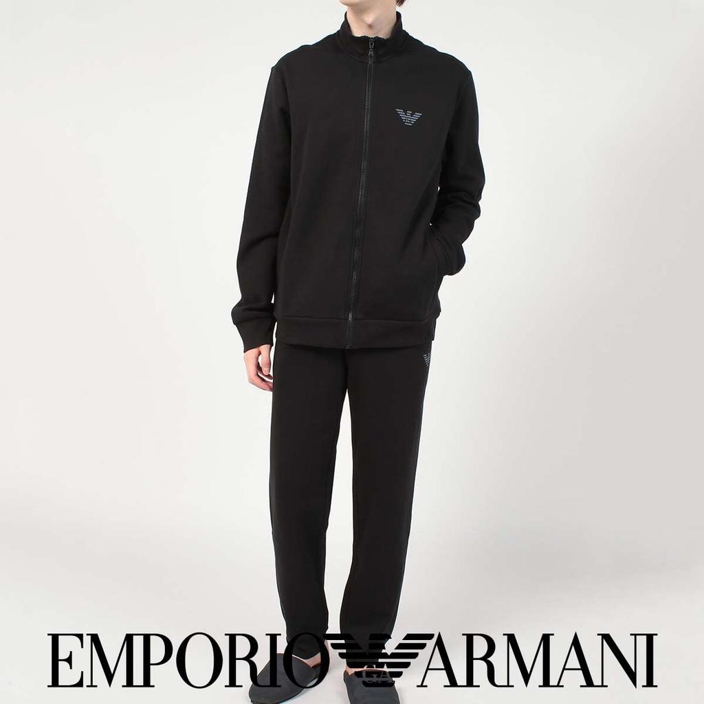 Emporio Armani ICONIC TERRY Iconic Terry Brushed Lining Top and Bottom Set Full Zip Long Sleeve Pajamas Loungewear Loungewear EU Size Present 54075717