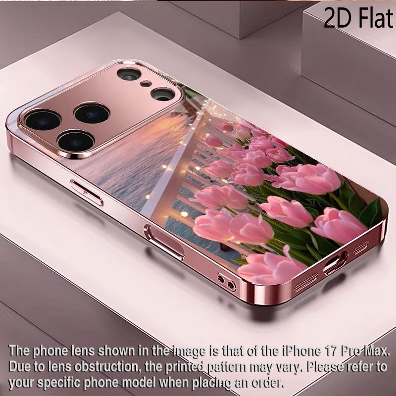 Розовая гирлянда из фонариков 2D Плоская Для iPhone17 18 16 15 14 13 12 11 Pro Max XS XR 8 7Plus Чехол для телефона Ударопрочный Защитная задняя крышка