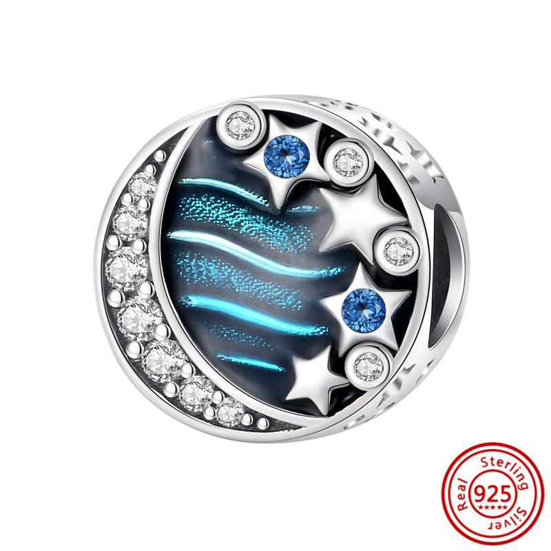 Новинка S925, серебристо-синяя подвеска, висячие морские животные, морская звезда, русалка, рыбья ракушка, подходит для оригинального браслета, бусины, подарок, ювелирные изделия своими руками