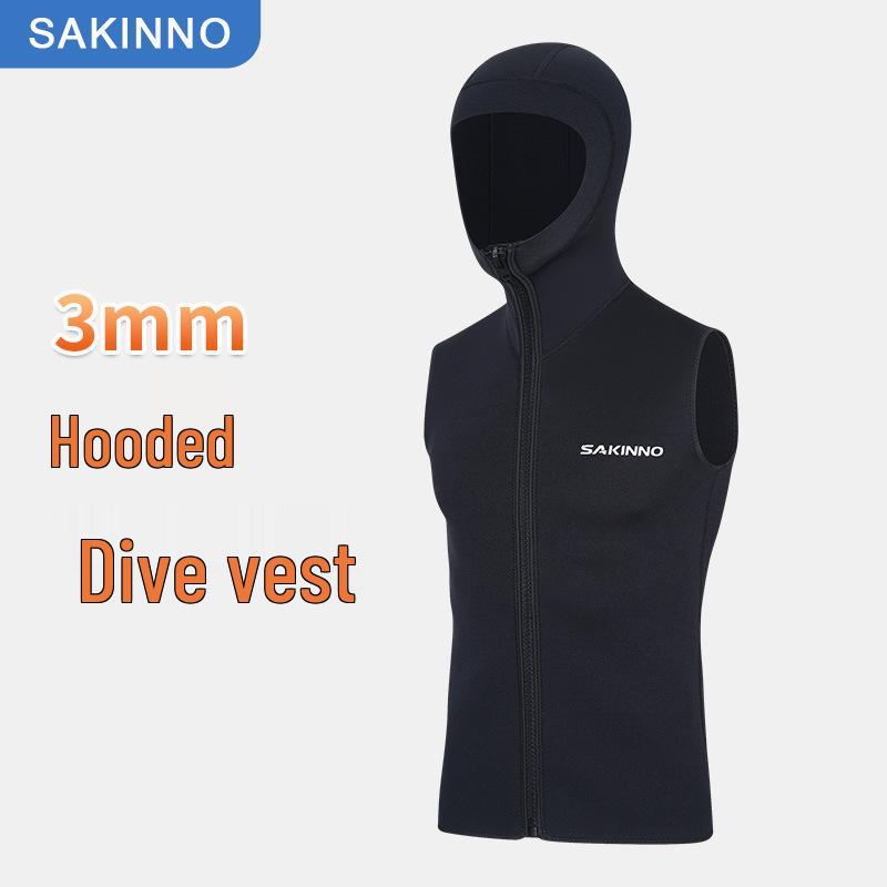 3mm Hooded Sleeveless Wetsuit Vest for Diving, Surfing & Swimming