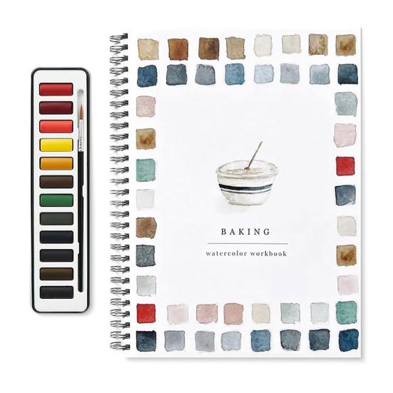 Рабочая тетрадь по акварели 12 цветов Птицы Цветы Животные Дети Акварельные краски Книга Художественные поделки Принадлежности для рисования для начинающих