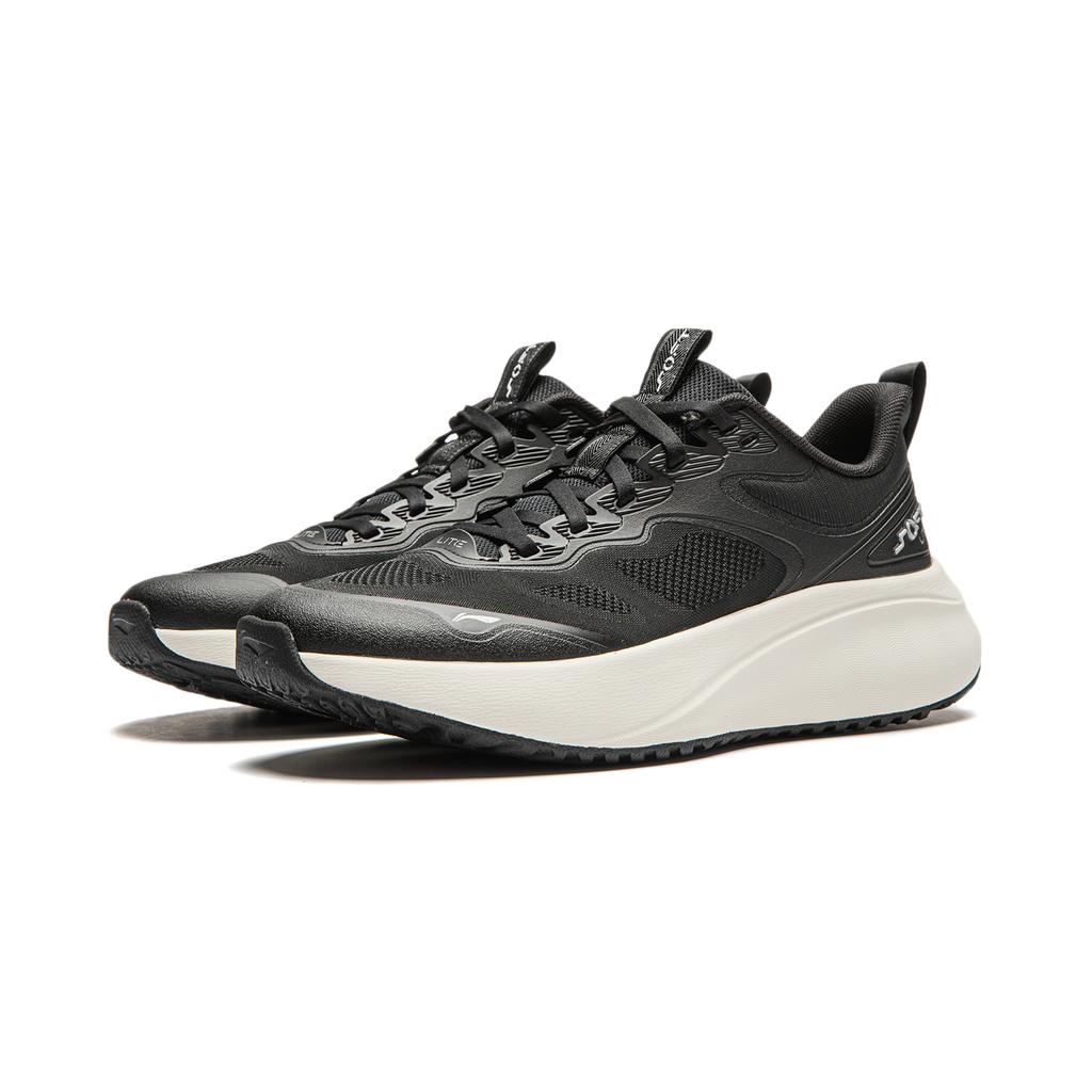 Li Ning Soft Lite Дышащая толстая подошва Амортизирующая Нескользящая Легкая Низкая Повседневная Обувь Женские Кроссовки Черные AGLU162-3