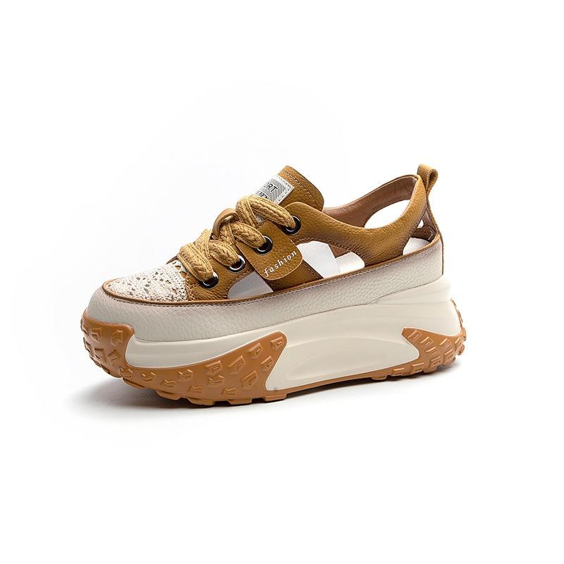 Обувь Daddy Shoes из кожи, женские летние винтажные туфли с внутренней высотой, повседневная спортивная обувь, сандалии на платформе