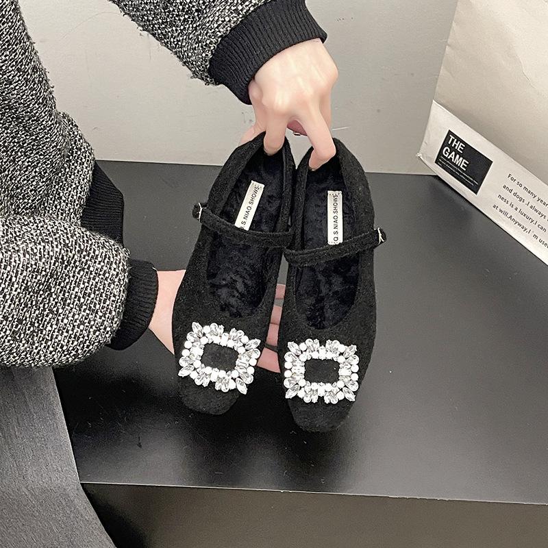 Французские вечерние туфли на высоком каблуке, черные, женские туфли, сезон весна 2025, туфли-лодочки с квадратным носком и стразами, туфли Мао Мао