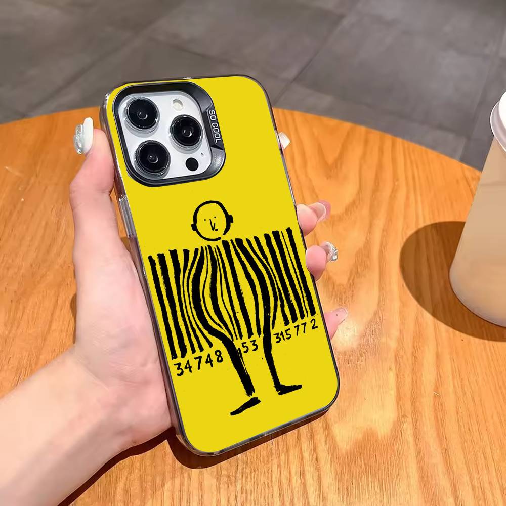 Чехол для телефона J-Jean J-Jullien M-Минималистичное искусство Для iPhone17,16,15,14,13,12,11,Pro,MAX Белый Матовый Ударопрочный Чехол