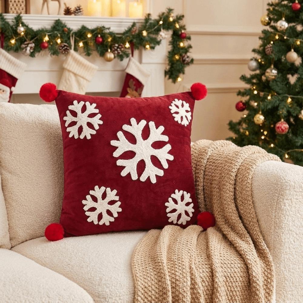 Square Holiday Cushion Cover Elk Snowman Pillow Case Festive Xmas Pillowcase Living Room