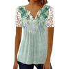 2024 Женская кружевная блузка с коротким рукавом и пуговицами, модные ажурные вязаные крючком рубашки, женские плиссированные топы, Blusas Mujer 30666