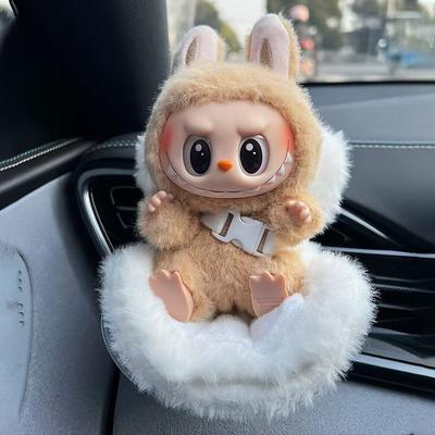 Автокресло Labubu 17 см, плюшевое безопасное автомобильное сиденье, украшение для воздуховода, кукла-аниме, декор для салона автомобиля, креативные подарки