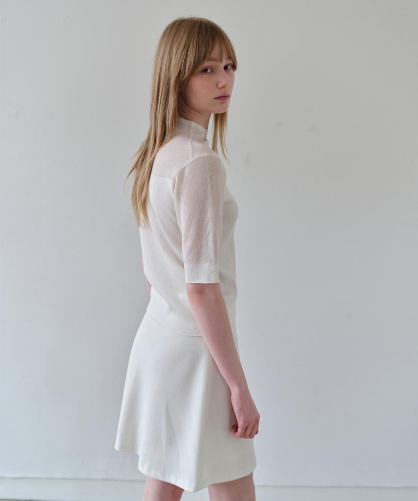 AHWE See-Through Point Mock Neck Knit_White