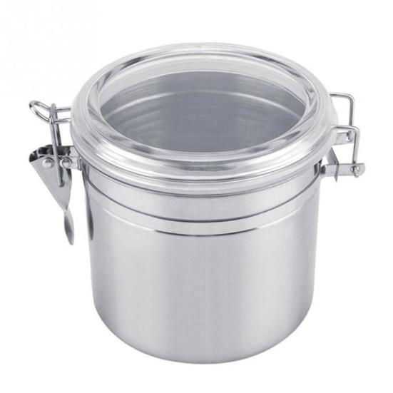 Airtight Stainless Steel Jar Canister Coffee Flour Sugar Tea Container Holder
