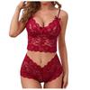 Women's Sexy Underwear Set 3-piece Exotic Set Sexy Lace Bra Bandage Panties + Stockings Erotic Transparent Bra Set
