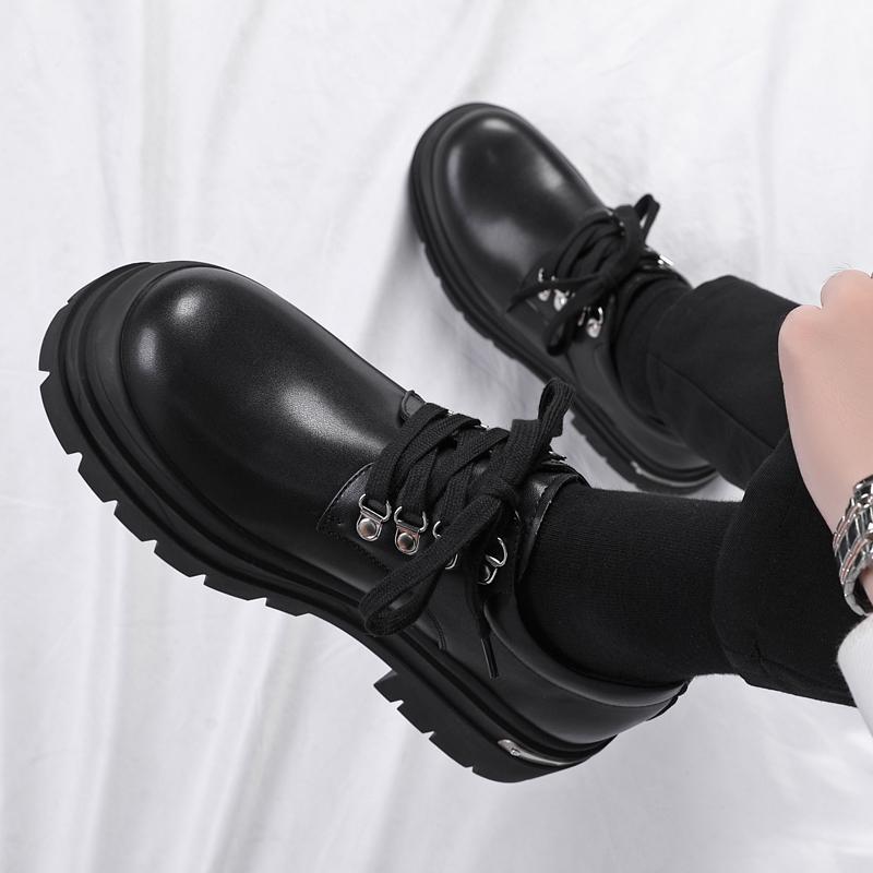 Модные туфли Дерби на толстой подошве из кожи для мужчин Модные стили дизайна Для отдыха, бизнеса, офиса, вечеринок на свежем воздухе Повседневные молодежные Черные туфли Новые