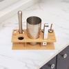 Cocktail Shaker Set Wooden Stand Bartender Kits Storage Rack Equipment Practical Desktop Organizer