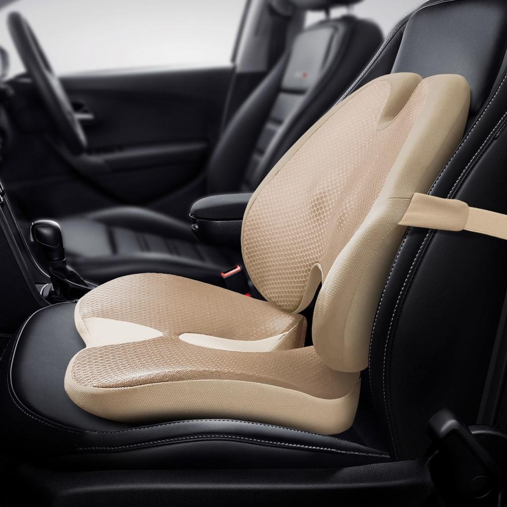 Memory Foam Seat Cushion Waist Back Support Pillow Set Orthopedic Ergonomic Coccyx Relief Hip Lumbar Pad for Office Chair Car