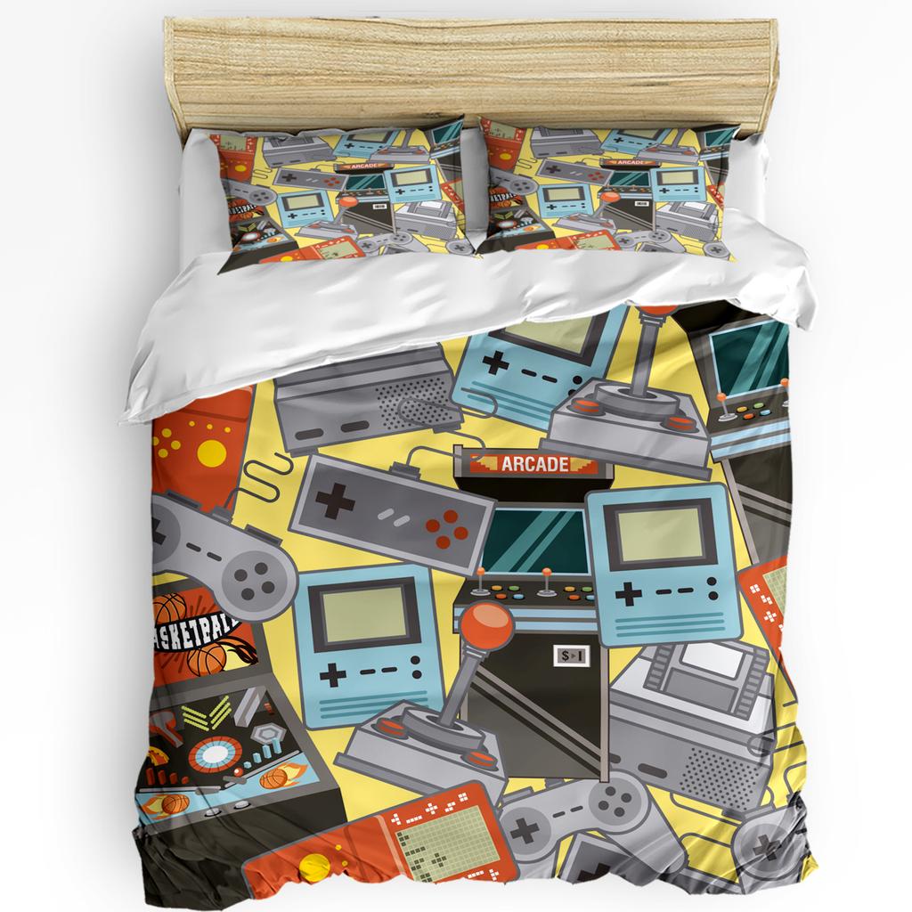 Белый Черный Фигурка Игра Комиксы Пододеяльник Постельное белье Домашний пододеяльник Наволочки Спальня Постельное белье Без простыни