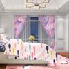 2 pcs Purple bow printed curtains, pole bag curtains, bedroom and living room, home decoration, room decoration