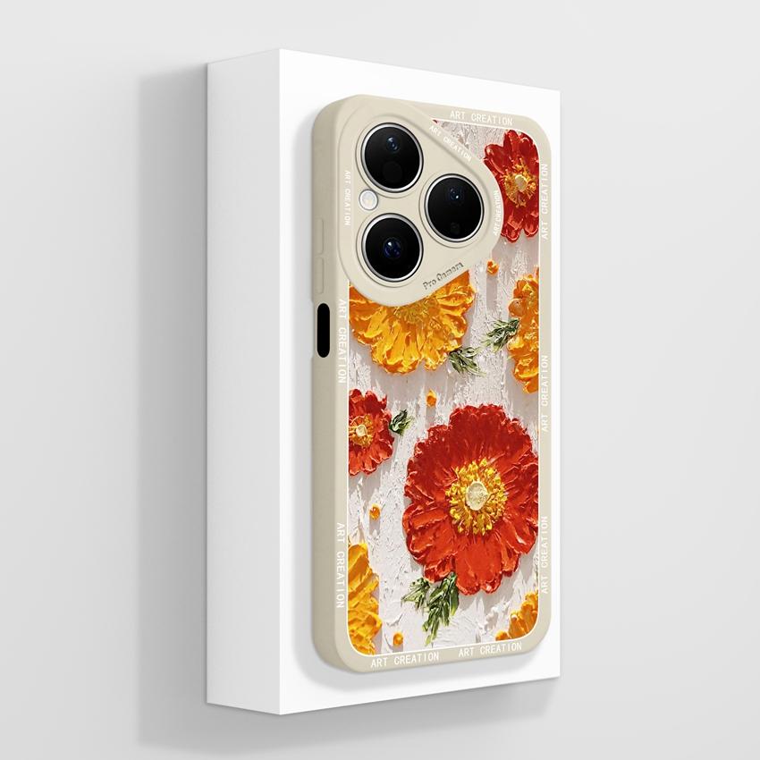 Чехлы для телефонов Huawei Pura 80 Pro Honor X7d X9d X20 V40 с красивыми деревенскими узорами, защитой объектива, из жидкого силикона, противоударный чехол для Huawei