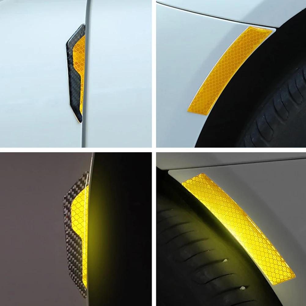 4PCS Car Door Anti-Collision Strip Body Stickers Reflective Warning Stickers Decorative Scratch-Resistant Modified Universal