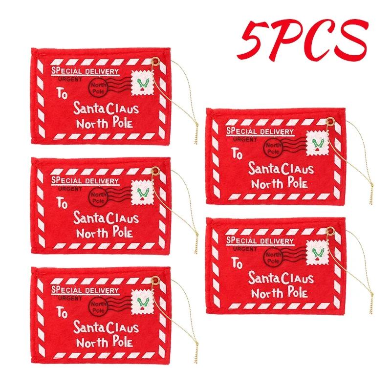 Wholesale Christmas Letter Candy Bag Decoration Santa Claus Felt Envelope Embroidery for Home Tree Ornament Kids Holiday Gifts