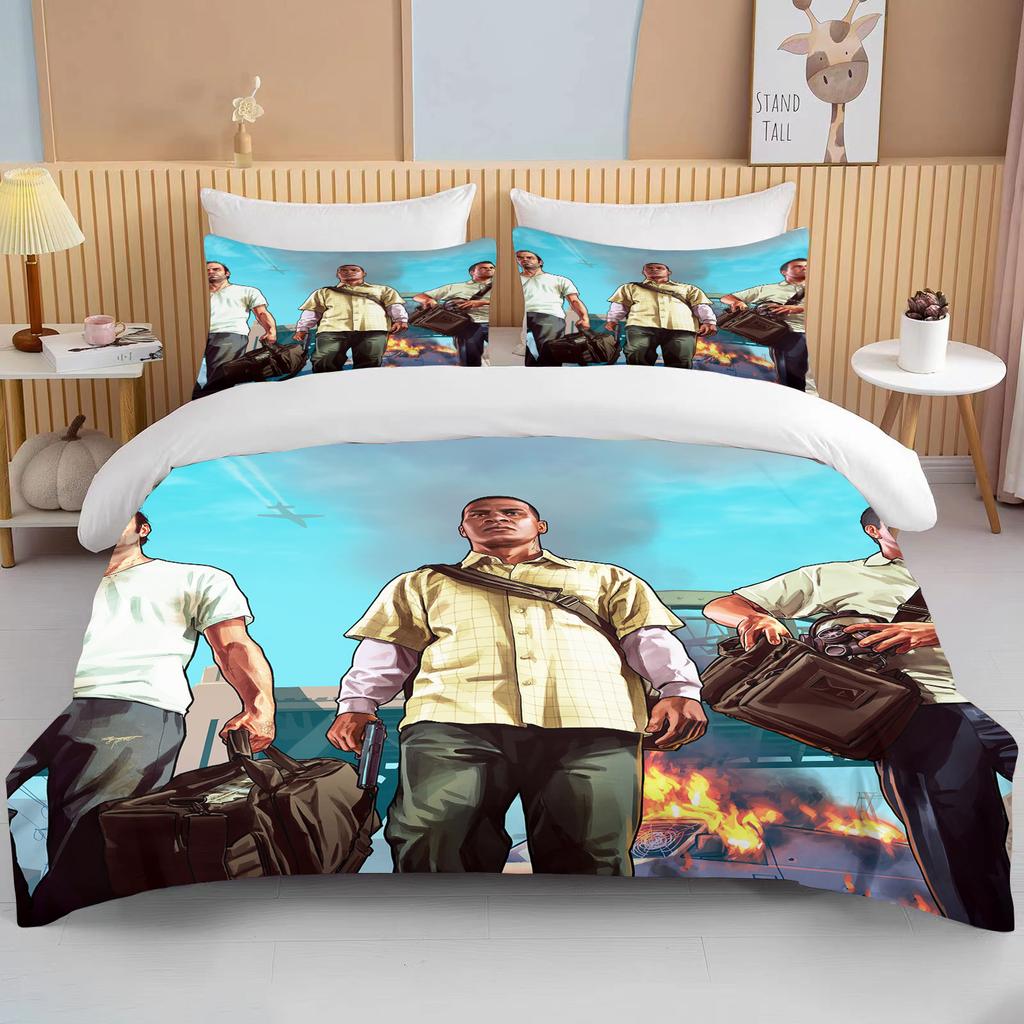 10 размеров 3D игра GTA V Постельный комплект Мультяшные пододеяльники Grand Theft Auto Постельное белье Постельные принадлежности с наволочкой Дропшиппинг