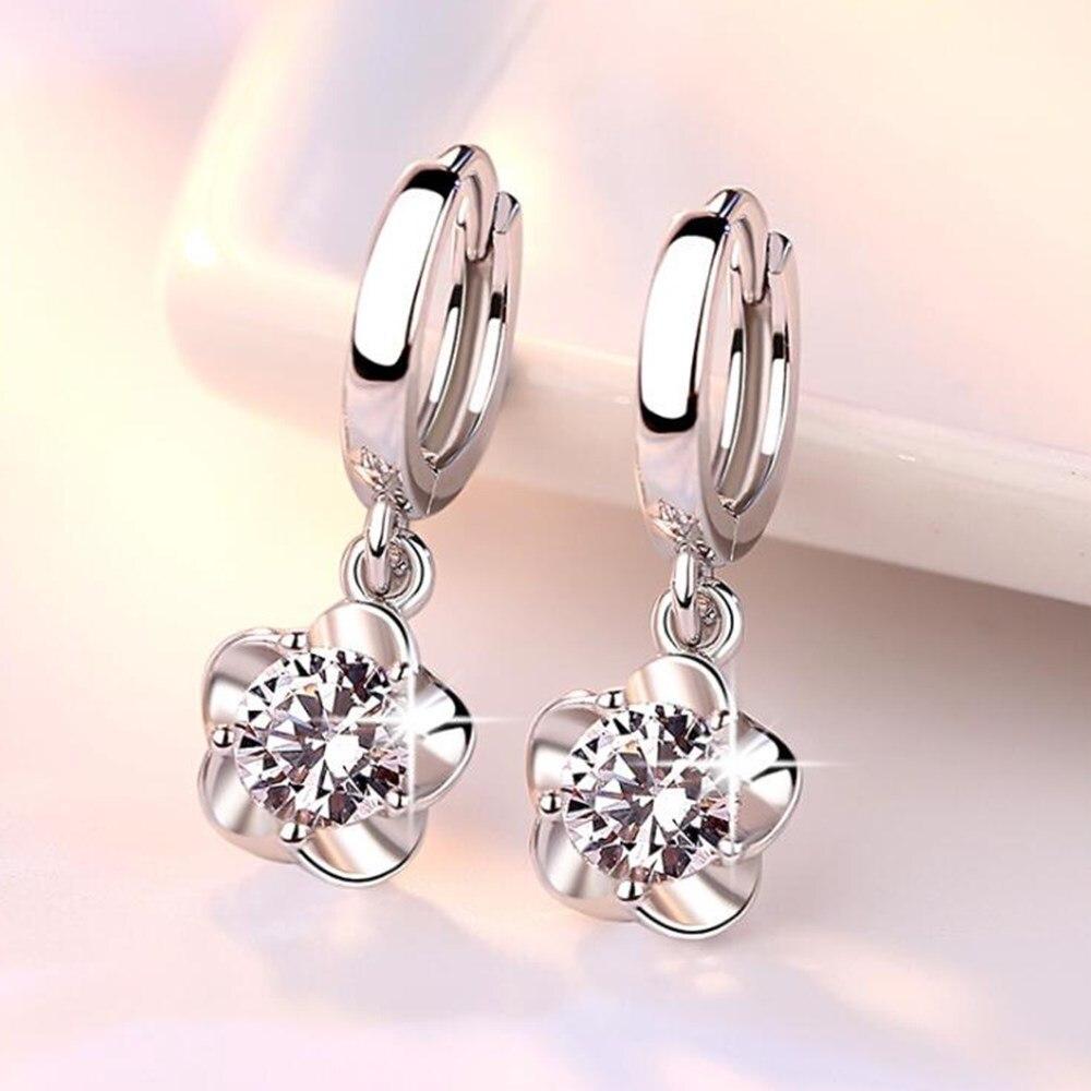 925 Sterling Silver Earrings Jewelry High Quality Retro Simple Pattern Purple White Zircon Earrings Sale