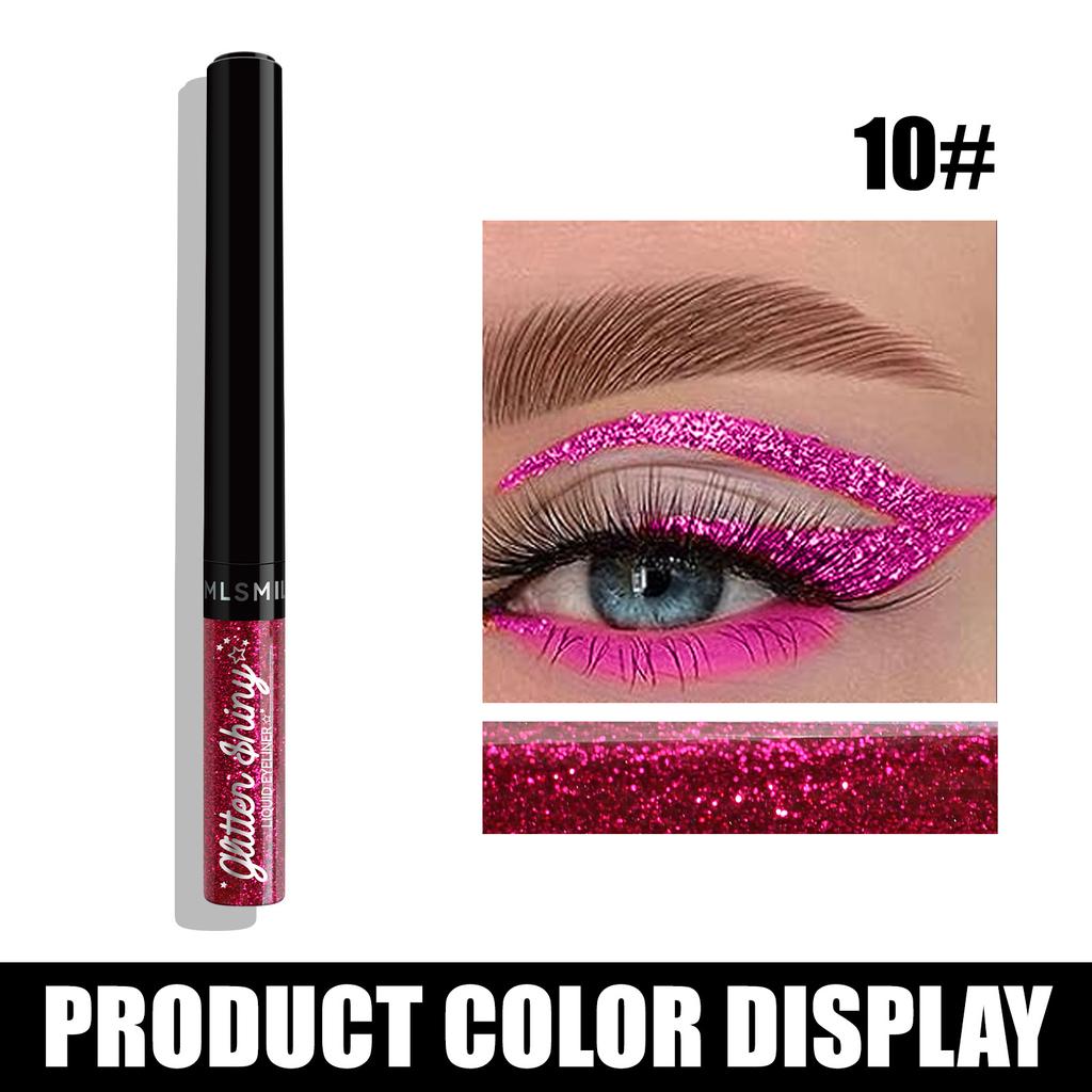 MLSMILE Pearlescent Liquid Eyeliner, Explosive Colorful Glitter Eye Shadow, Waterproof Non-smudge Eyeliner