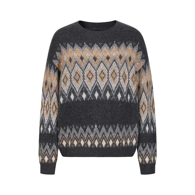 Женский вязаный свитер Anna & Co с узором Fair Isle, шипами и спущенным плечом