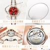 OLEVS wristwatch for women, mechanical, automatic, cute, ladies' watch, ceramic, pink gold, date, crystal, red, ladies watch