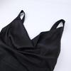 Black Satin Slip Dress Elegant Evening Gown High Waist Long Length Solid Color S M L
