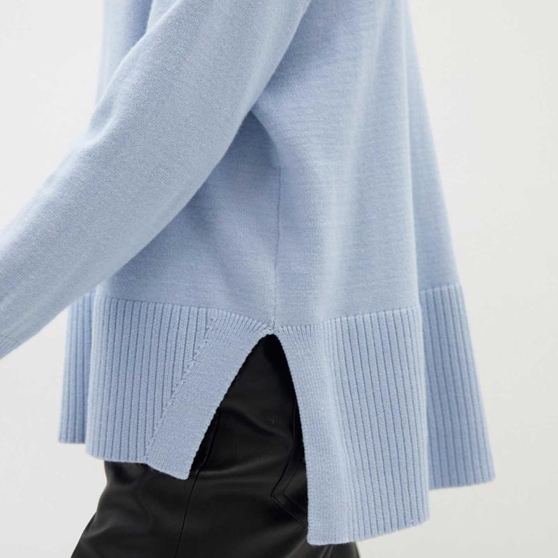 Женский осенне-зимний трикотаж с высоким воротом, свободный однотонный свитер с длинными рукавами