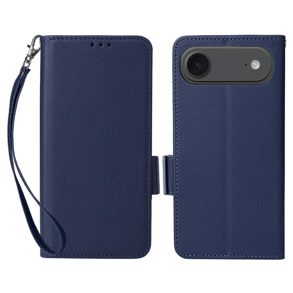 For iPhone Air Case with Wrist Strap Litchi Texture PU Leather Wallet Phone Cover