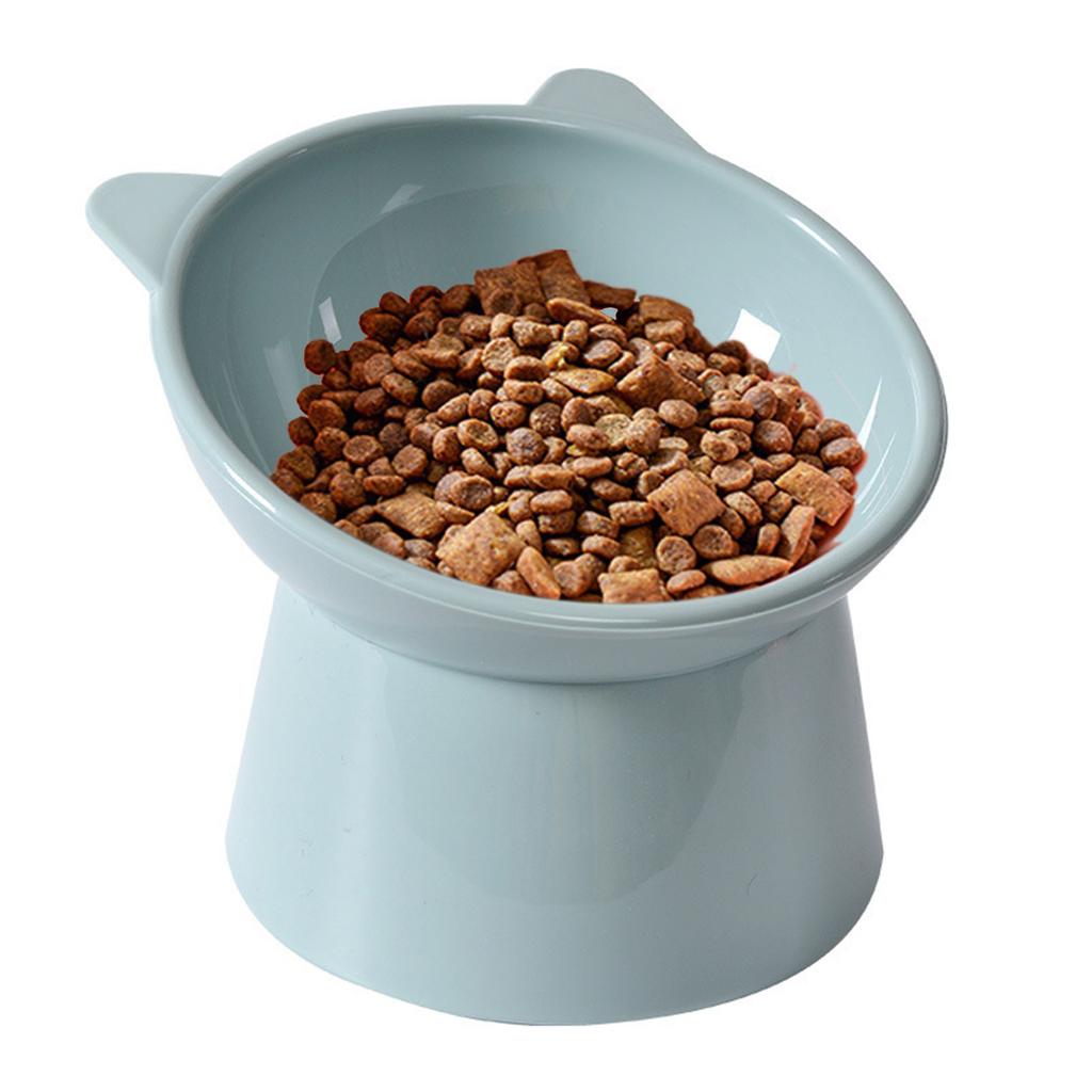 Миска для корма для кошек, приподнятая, наклонная, легко моется, кормушка для домашних животных, миска для воды для маленьких собак, сине-серая