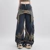 Unisex Retro Loose-Fit Raw Edge Wide-Leg Jeans for Autumn