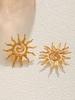 1 пара серег-колец из нержавеющей стали с резьбой 'Солнечное сияние', винтажные, с водонепроницаемым покрытием из 18-каратного золота, не выцветающие, в виде подсолнухов, для женщин
