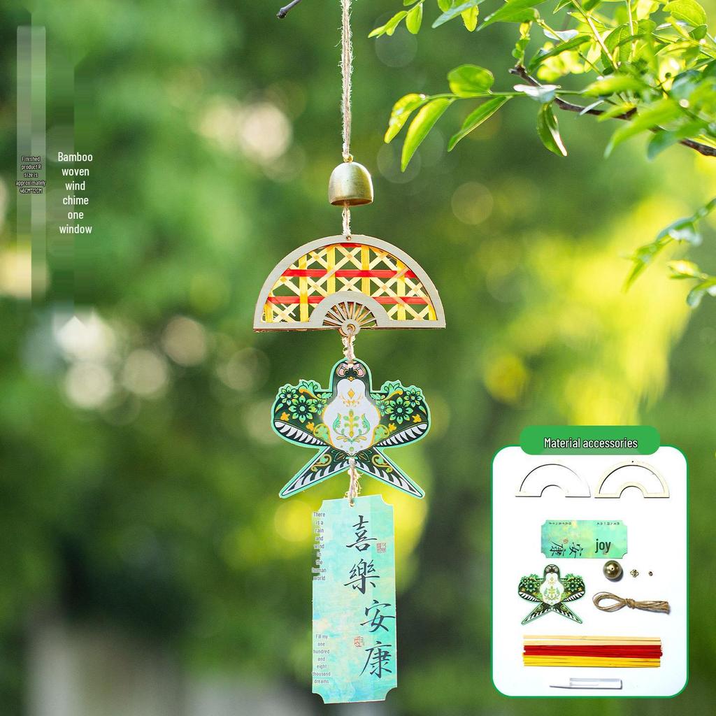 Handmade Dragon Boat Festival Bamboo Wind Chime and Paper Kite Bell Pendant Kit