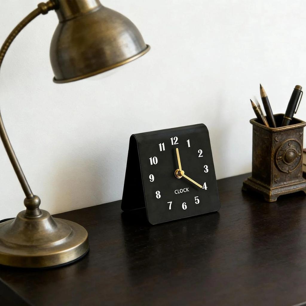 Minimalist Silent Non Ticking Analog Desk Clock, Acrylic Black for Bedroom Nightstand Mantel