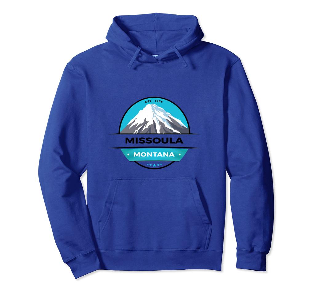Retro Cool Missoula, Montana Rocky Mountain Snow Peak Novelty Hoodie