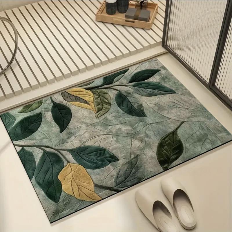 Visual Three-dimensional Green Plant Floor Mat Bathroom Kitchen Anti Slip  Absorbent Floor Mat Entrance Door Carpet