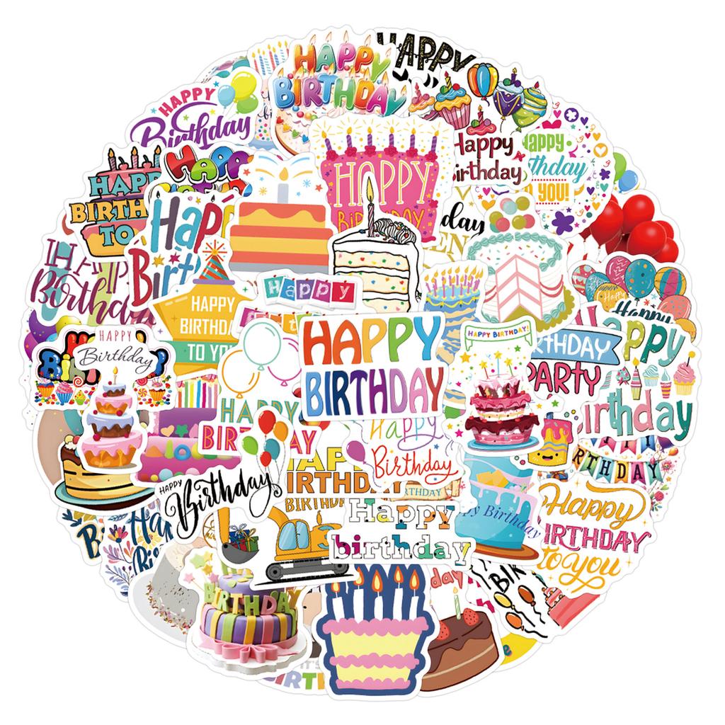 55 New Happy Birthday Graffiti Stickers Decorate Suitcase Laptop Mobile Phone Stickers