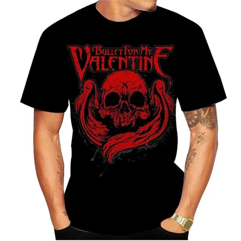 Летние топы Bullet For My Valentine футболки металлическая рок-группа с 3D принтом для мужчин и женщин Повседневная модная футболка большого размера с коротким рукавом