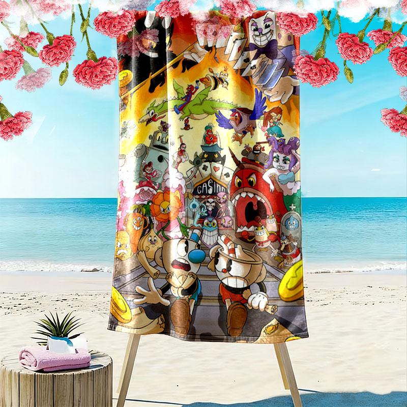 Cuphead poster Beach Towel, Large Soft Quick Dry Towel for Beach Camping Swimming