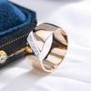 Golden Smooth Wide Finger Rings Silver Plated Zircon Women Party Daily Light Luxury Jewelry
