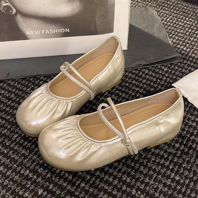 Модные плиссированные хрустальные женские туфли-балетки, модные классические лоферы с неглубоким вырезом, 2025, новая осенняя повседневная обувь, кроссовки для ходьбы, туфли для платья, Zapatos