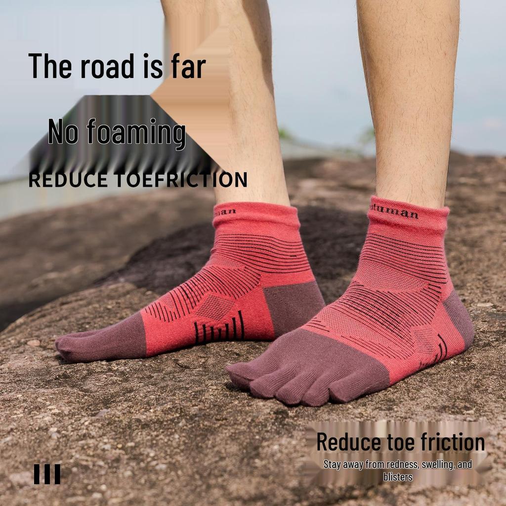 CoolMax Five-Finger Mid-Calf Toe Socks for Men & Women – Anti-Friction, Quick-Dry, Thin Lycra for Running & Mountaineering
