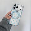 Корейский чехол-подставка с вращающимся механизмом и горошком для iPhone 13/14/15/16/17 Pro Max