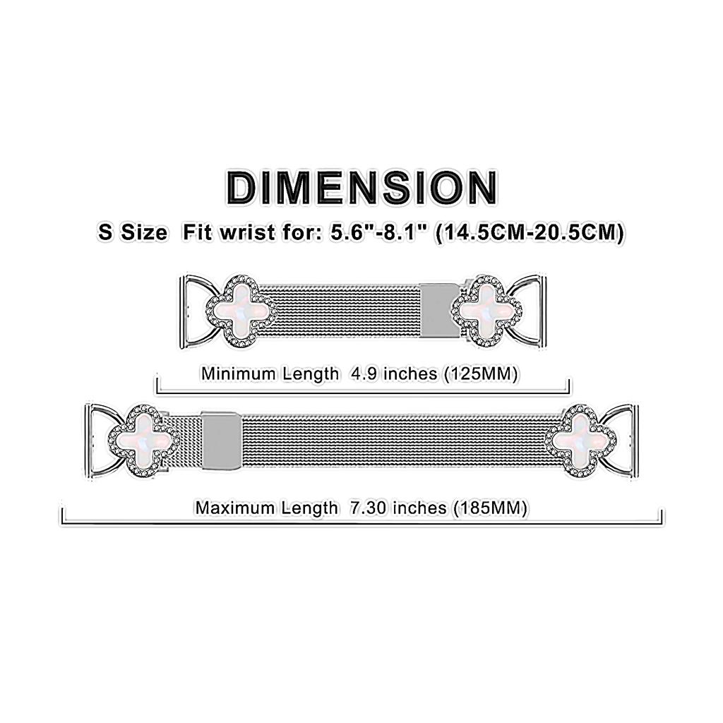For Huawei Watch 2 Milanese Band Stainless Steel Watch Strap Clover Decor,Size: S