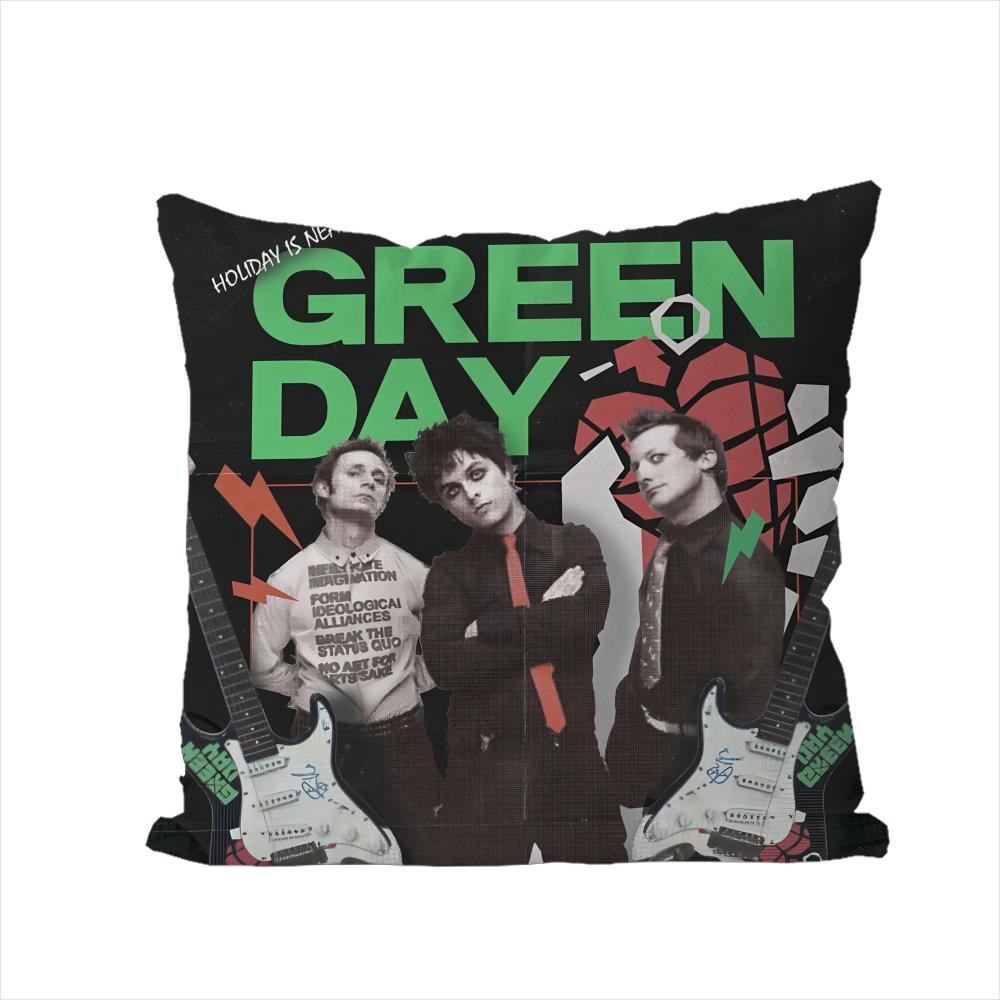 Band Green Day Pillow Case For Car Sofa Decorative Home Doublesided Print Plush Square Throw Pillow Cushion Cover