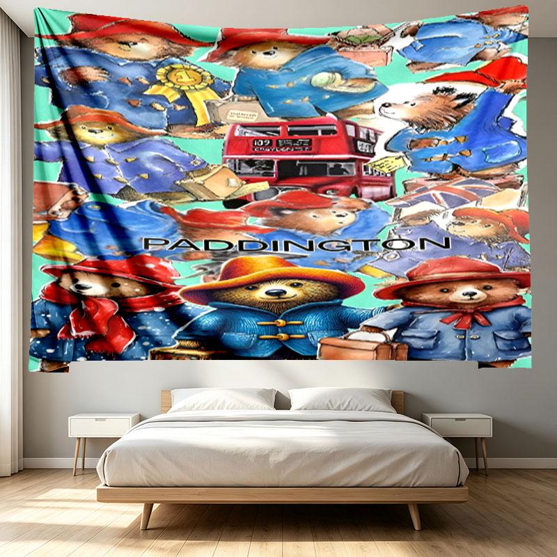 Paddington Bear Print Tapestry - Portable Wall Decor Cloth, for Home, Dorm, Travel, Bedroom, Living Room - Ideal Birthday Housewarming Gift
