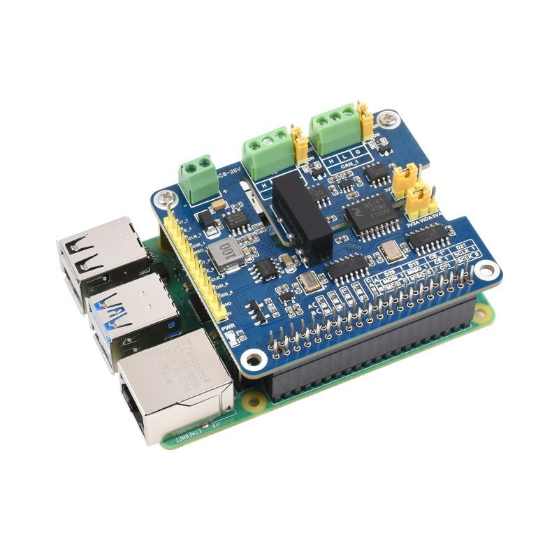 2-Channel Isolated CAN FD Expansion HAT for Raspberry Pi, Multi Protections