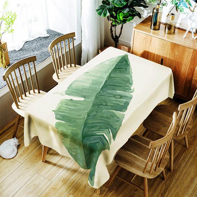 Скатерть с защитой от плесени, креативный узор из листьев и тропических растений, полиэстер, удобная водонепроницаемая скатерть для дома